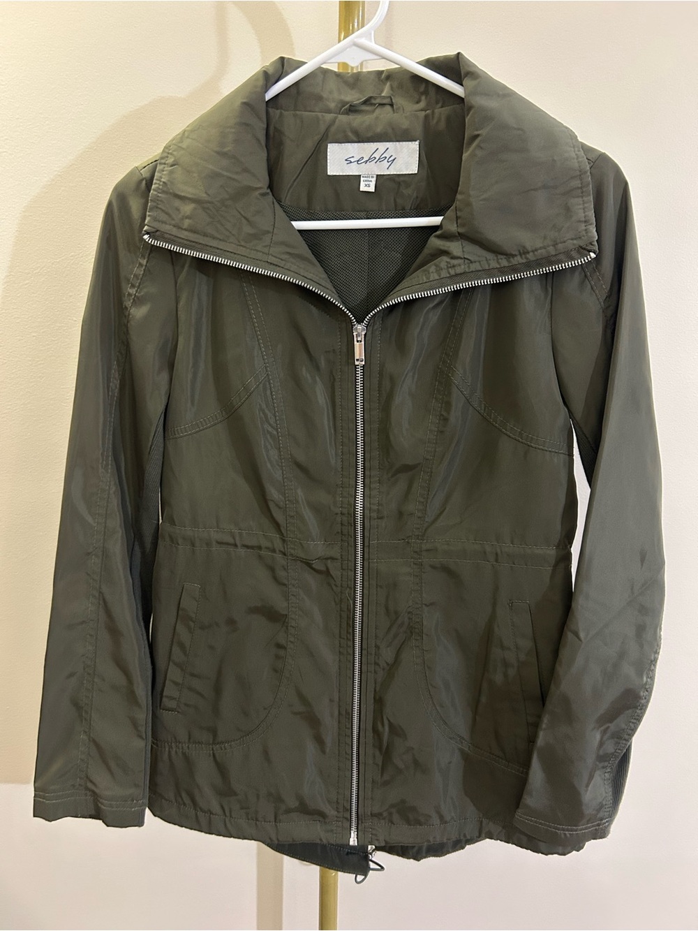 Sebby Olive green Utility Zip Jacket lightweight